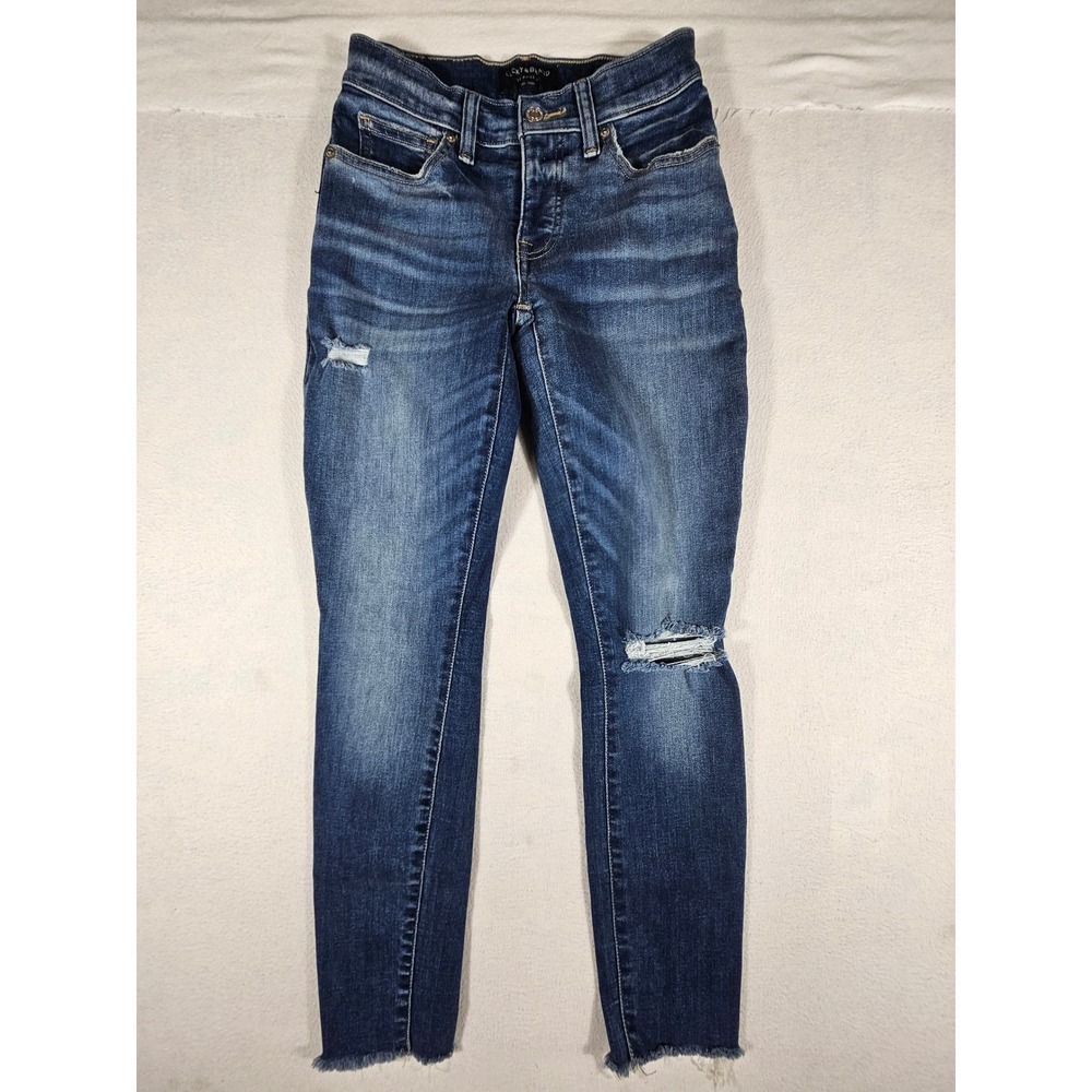 Lucky Brand Ava Mid Rise Super Skinny Distressed Ankle Jeans Blue 0/25 7WP10718